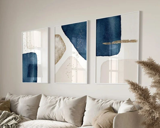 Navy Gold Wall Art | Set of 3