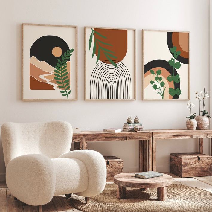 Boho Abstract Wall Art | Set of 3