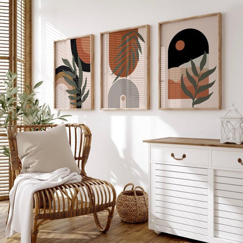 Mid Century Boho Artwork | Set of 3