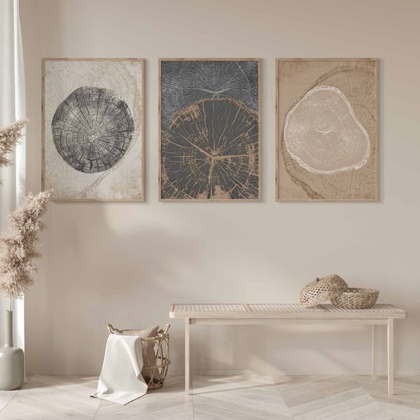 Neutral Beige Tree Ring Pattern | Set of 3