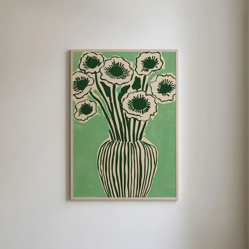 Botanical Green Floral Art | Single Frame