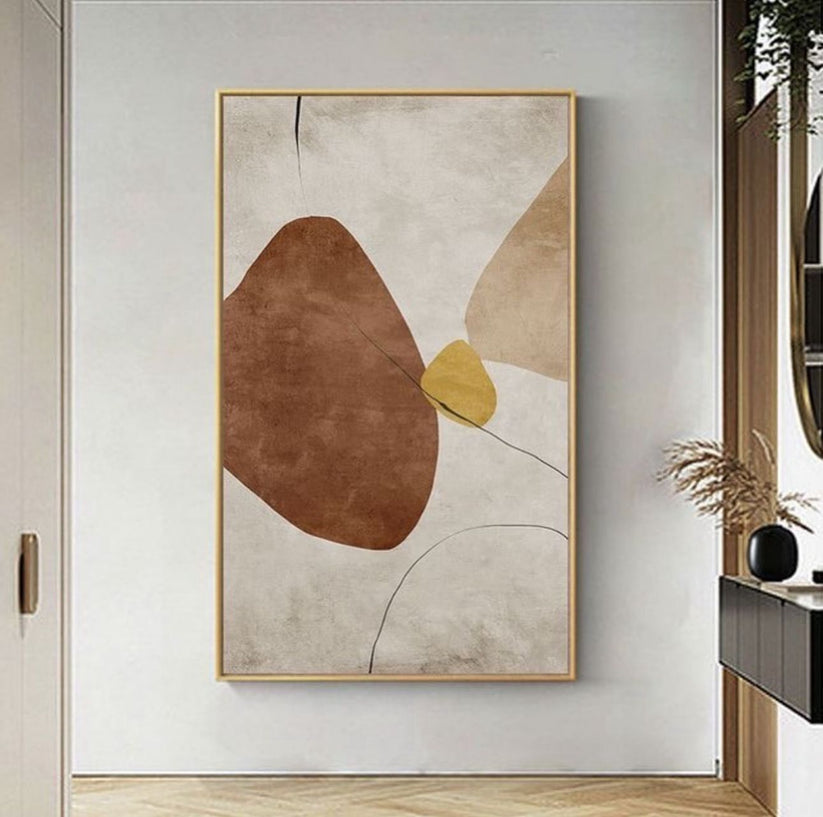 Blend of Brown Beige & Golden Irregular Shapes | CANVAS