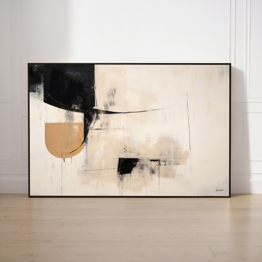 Modern Beige Abstract Brushstroke Art Frame Painting