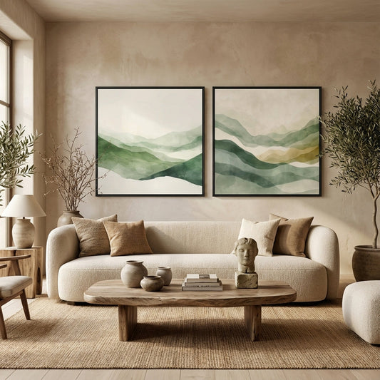 Set Sage Green Modern Abstract Wall Frame