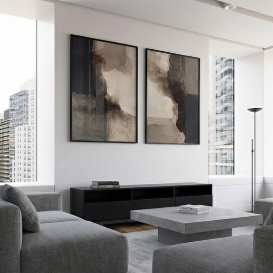 Wabi Sabi Abstract Wall Art Frame Painting Set of 2