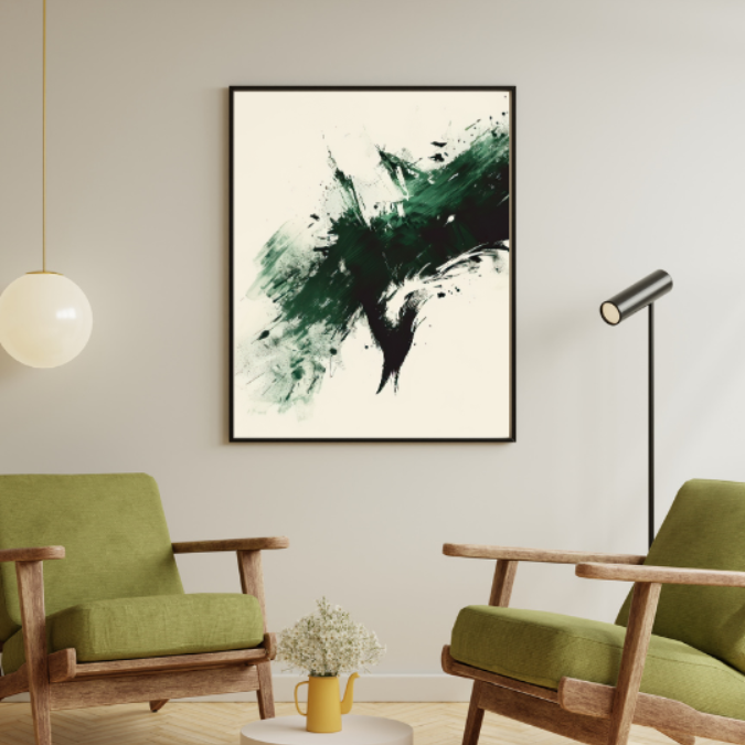 Sage Green Mid Century Modern Wall Frame Painting
