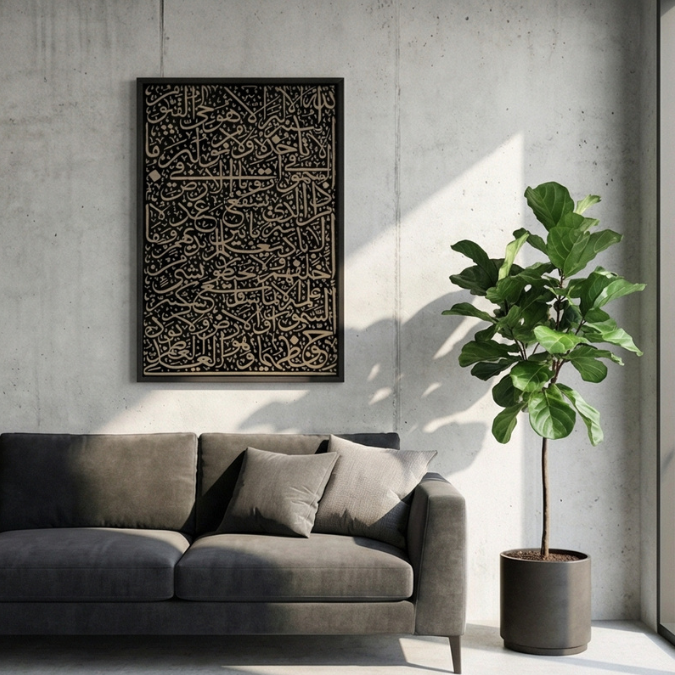 Black & Gold Ayatul Kursi Islamic Wall Frame Painting