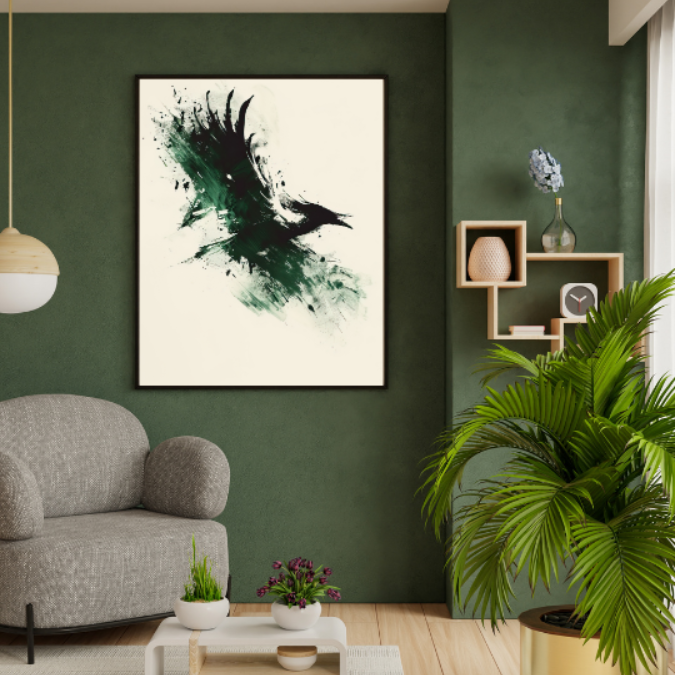 Sage Green Mid Century Modern Wall Frame Painting