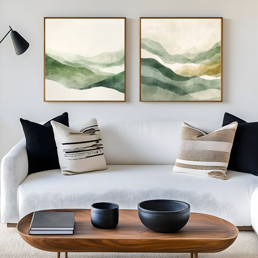 Set Sage Green Modern Abstract Wall Frame
