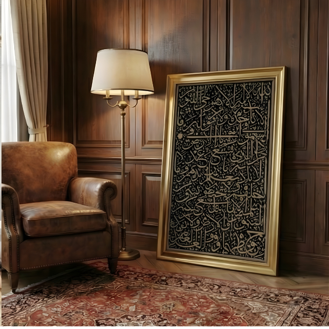 Black & Gold Ayatul Kursi Islamic Wall Frame Painting