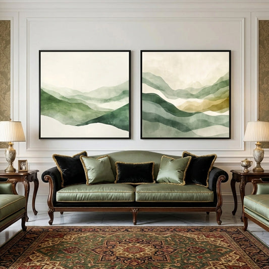 Set Sage Green Modern Abstract Wall Frame