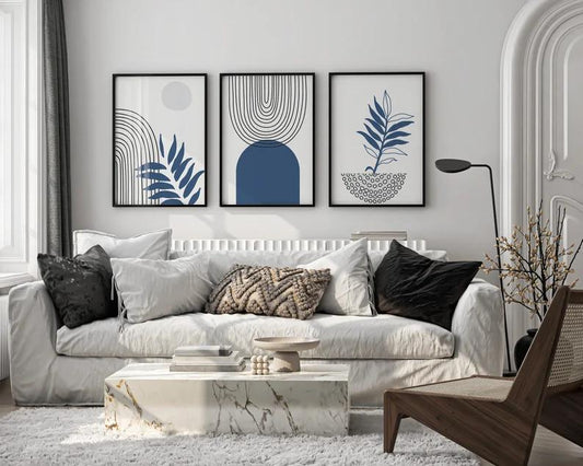 Boho Blue Wall Art | Set of 3