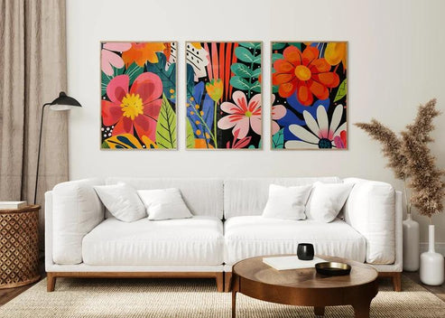 Vibrant Floral Wall Art | Set of 3 Frames