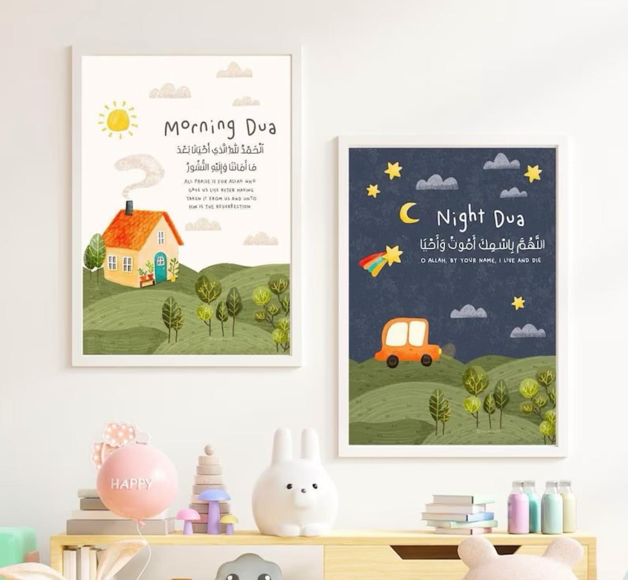 Morning & Night Dua Kids Frames | Set of 2