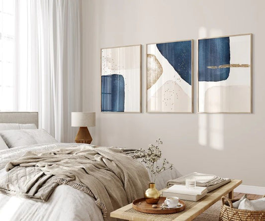 Navy Gold Wall Art | Set of 3