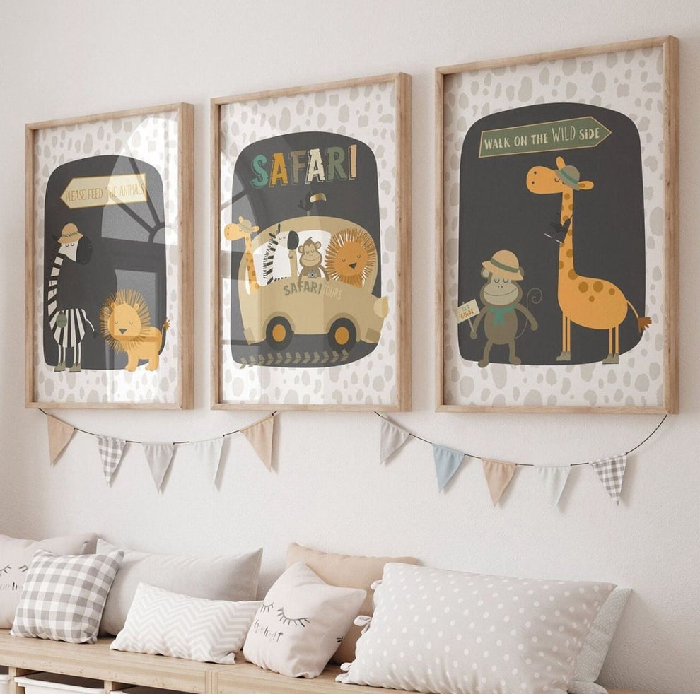Safari Nursery Wall Art | Set of 3