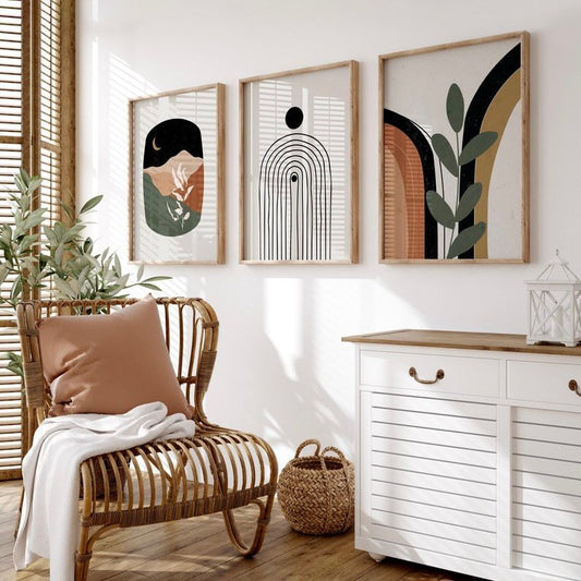 Terracotta & Green Boho Wall Art | Set of 3