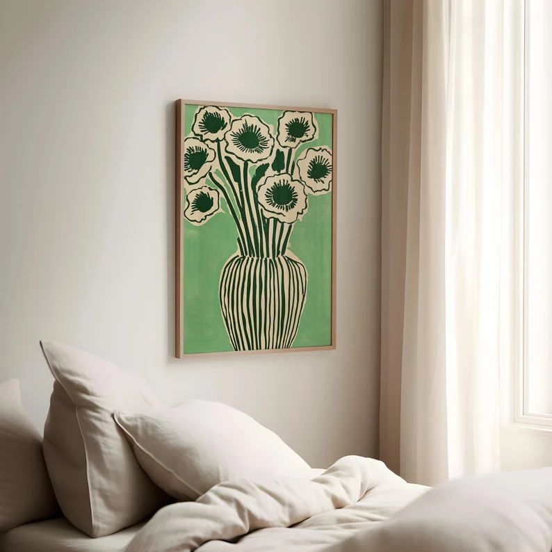 Botanical Green Floral Art | Single Frame