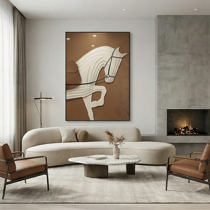 Brown Stereoscopic Horse art Modern luxury Frame