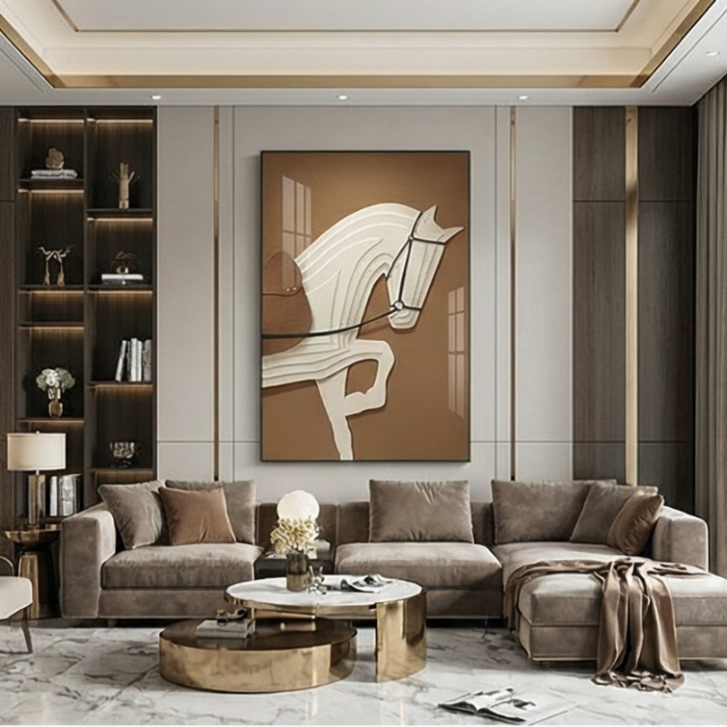 Brown Stereoscopic Horse art Modern luxury Frame