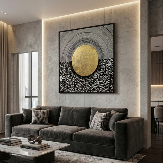 Black & Golden Islamic Calligraphy Modern Wall Frame Scenery