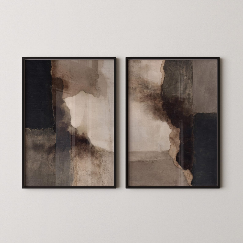 Wabi Sabi Abstract Wall Art Frame Painting Set of 2