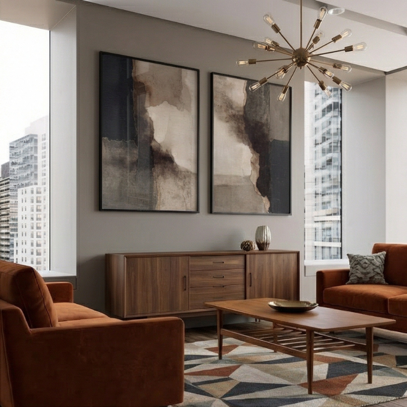 Wabi Sabi Abstract Wall Art Frame Painting Set of 2